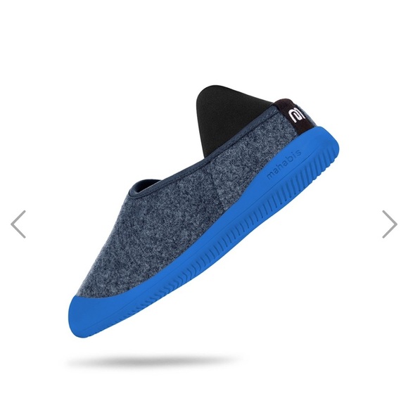 Mahabis Curve Organic Wool Blue and Black Slip-Ons House Shoes Slippers SIZE 8 - Picture 2 of 8